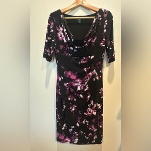Lauren Ralph Lauren Black and Purple Floral stretch Dress